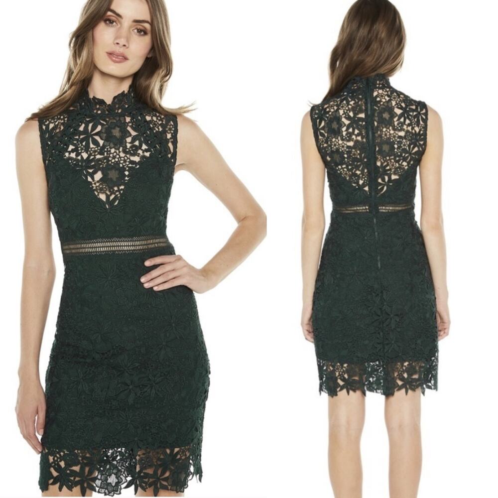 Bardot Paris Lace Dress in Forest Green